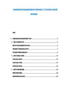 高速鐵路無砟軌道結(jié)構(gòu)維護(hù)方案及施工工藝與耐久性檢測研究報告