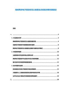 海峽兩岸電子招投標互認制度試點經(jīng)驗詳解優(yōu)惠建設