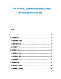2025-2030機(jī)器人足球賽事開發(fā)行業(yè)市場(chǎng)潛力評(píng)估核心競(jìng)爭(zhēng)力投資評(píng)估規(guī)劃分析研究報(bào)告