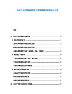 光伏產(chǎn)業(yè)市場供需互利分析及項目投資評估計劃書