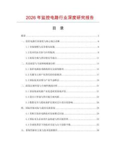 2026年監控電路行業深度研究報告