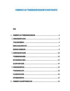 中國鋼鐵行業(yè)產(chǎn)能置換政策實施效果與供需平衡研究