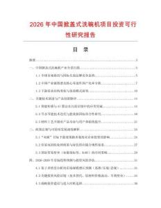2026年中國掀蓋式洗碗機項目投資可行性研究報告