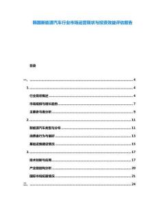 韓國新能源汽車行業市場運營現狀與投資效益評估報告