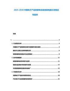 2025-2030中國電子產(chǎn)品防靜電包裝表面電阻長效穩(wěn)定性監(jiān)測