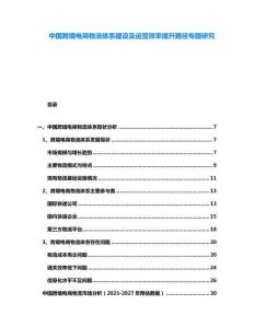 中國跨境電商物流體系建設及運營效率提升路徑專題研究