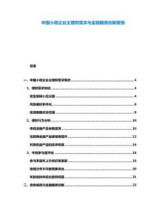 中國小微企業(yè)主理財需求與金融服務創(chuàng)新報告