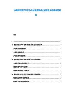 中國新能源汽車動(dòng)力總成系統(tǒng)集成化發(fā)展及供應(yīng)商格局報(bào)告