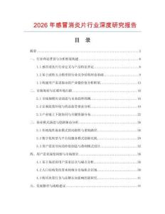 2026年感冒消炎片行業深度研究報告