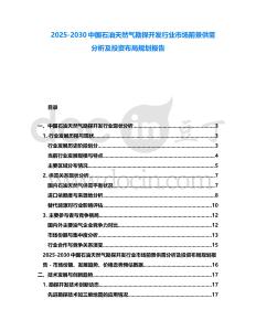 2025-2030中國石油天然氣勘探開發(fā)行業(yè)市場前景供需分析及投資布局規(guī)劃報告