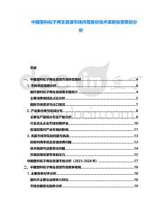 中國塑料粒子再生資源市場供需現(xiàn)狀技術(shù)革新投資策劃分析