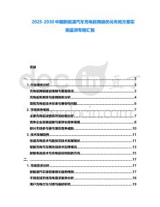 2025-2030中國新能源汽車充電樁網(wǎng)絡(luò)優(yōu)化布局方案實施監(jiān)測專題匯報