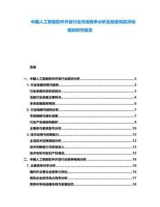 中國人工智能軟件開發行業市場競爭分析及投資風險評估規劃研究報告