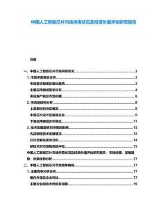 中國人工智能芯片市場供需狀況及投資價值評估研究報告