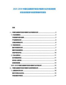 2025-2030中國(guó)石油勘探開發(fā)技術(shù)服務(wù)行業(yè)市場(chǎng)深度調(diào)研及投資前景與投資策略研究報(bào)告