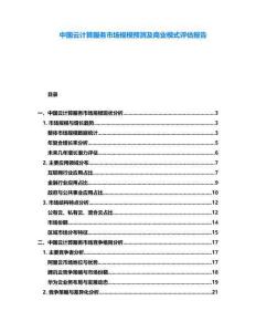 中國云計算服務(wù)市場規(guī)模預(yù)測及商業(yè)模式評估報告