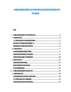 中國社保基金管理行業市場供需分析及投資評估規劃分析研究報告