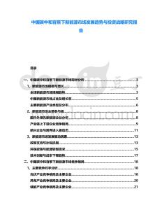 中國碳中和背景下新能源市場發(fā)展趨勢與投資戰(zhàn)略研究報(bào)告