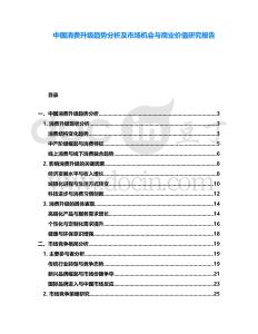 中國消費(fèi)升級趨勢分析及市場機(jī)會與商業(yè)價值研究報告