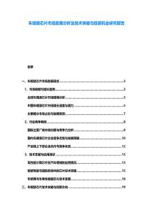 車規(guī)級芯片市場發(fā)展分析及技術(shù)突破與投資機(jī)會研究報告