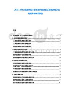 2025-2030能源供應(yīng)行業(yè)市場(chǎng)供需現(xiàn)狀及投資風(fēng)險(xiǎn)評(píng)估規(guī)劃分析研究報(bào)告