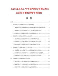 2026及未來5年中國網(wǎng)帶分檢輸送機行業(yè)投資前景及策略咨詢報告
