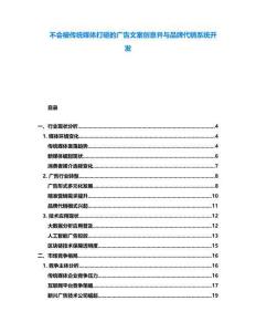 不會被傳統媒體打砸的廣告文案創意并與品牌代銷系統開發