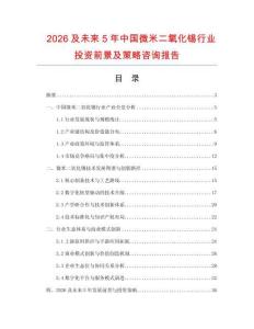 2026及未來5年中國微米二氧化錫行業(yè)投資前景及策略咨詢報告