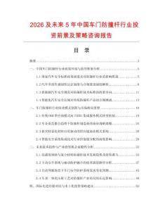 2026及未來5年中國車門防撞桿行業(yè)投資前景及策略咨詢報告