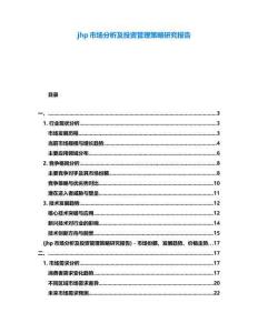 jhp市場分析及投資管理策略研究報告