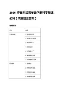 2026春教科版五年級(jí)下冊(cè)科學(xué)每課必背知識(shí)點(diǎn)（附目錄）