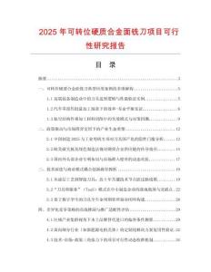 2025年可轉(zhuǎn)位硬質(zhì)合金面銑刀項(xiàng)目可行性研究報(bào)告
