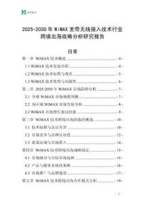 2025-2030年WiMAX寬帶無線接入技術行業跨境出海戰略分析研究報告