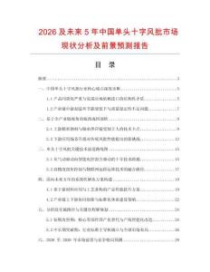 2026及未來5年中國單頭十字風批市場現狀分析及前景預測報告