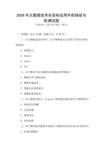 2026年大數據技術在實際應用中的挑戰(zhàn)與機遇試題