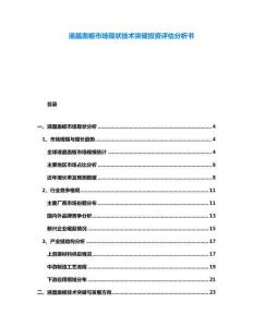 液晶面板市場(chǎng)現(xiàn)狀技術(shù)突破投資評(píng)估分析書