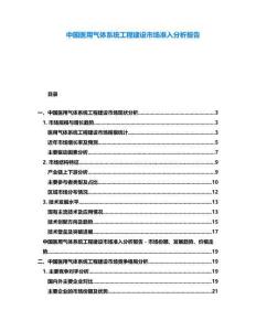 中國醫用氣體系統工程建設市場準入分析報告