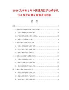 2026及未來5年中國通用型手動噴砂機行業投資前景及策略咨詢報告