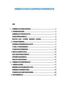 中國建筑行業市場行為深度考察及未來前景規劃方案