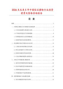 2026及未來5年中國鉆石磨輪行業(yè)投資前景及策略咨詢報(bào)告