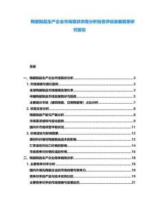 陶瓷制品生產(chǎn)企業(yè)市場現(xiàn)狀供需分析投資評估發(fā)展前景研究報告