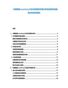 中國智能coaching行業(yè)市場現(xiàn)狀供需分析及投資評估規(guī)劃分析研究報告