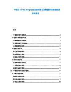 中國云computing行業(yè)深度調研及發(fā)展趨勢和前景預測研究報告