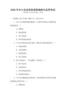 2025年中小企業(yè)財(cái)務(wù)報(bào)表編制與應(yīng)用考試