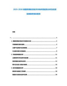 2025-2030英國民用航空航天市場供需趨勢分析及投資發展趨勢規劃報告