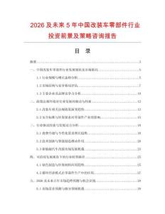 2026及未來5年中國改裝車零部件行業(yè)投資前景及策略咨詢報告