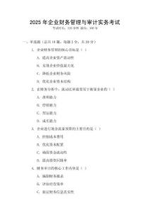 2025年企業財務管理與審計實務考試