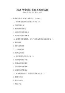 2025年企業財務預算編制試題