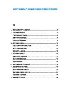 德國汽車零部件產(chǎn)業(yè)發(fā)展調(diào)研及創(chuàng)新趨勢與投資空間報告