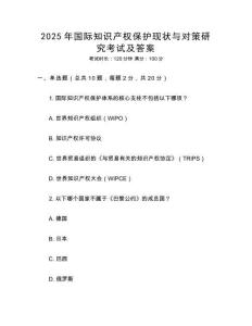 2025年國際知識產權保護現狀與對策研究考試及答案